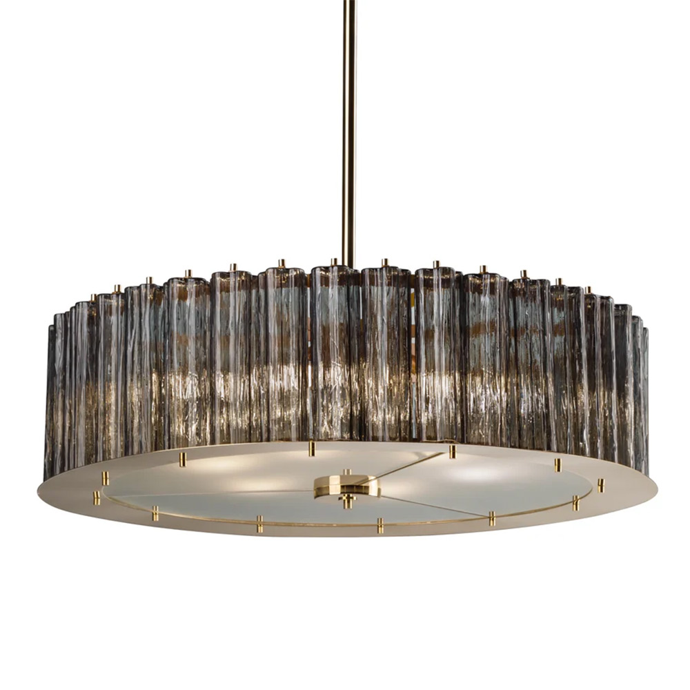 Drum Round Chandelier - 6 Lights - Bronze & Gold